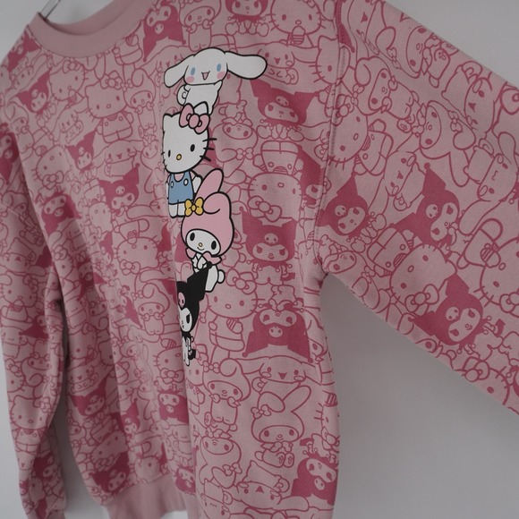 Hello Kitty and Friends Crewneck Sweatshirt Light Pink Large (12-14) AOP - Picture 8 of 11